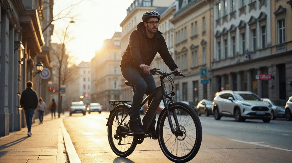 Vélo électrique Decathlon en contexte urbain