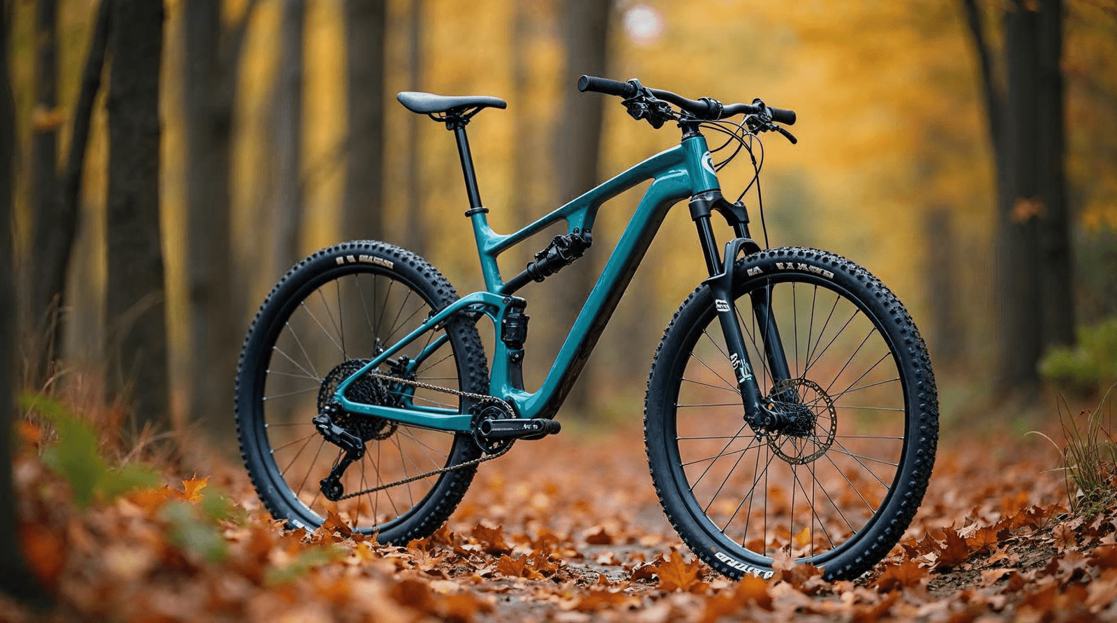 VTT pas cher semi-rigide sur sentier forestier